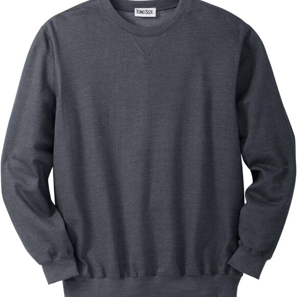 6X-Tall Men's Relaxed Fit Fleece Crewneck Sweatshirt - Warm Heather Charcoal - Picture 1 of 6